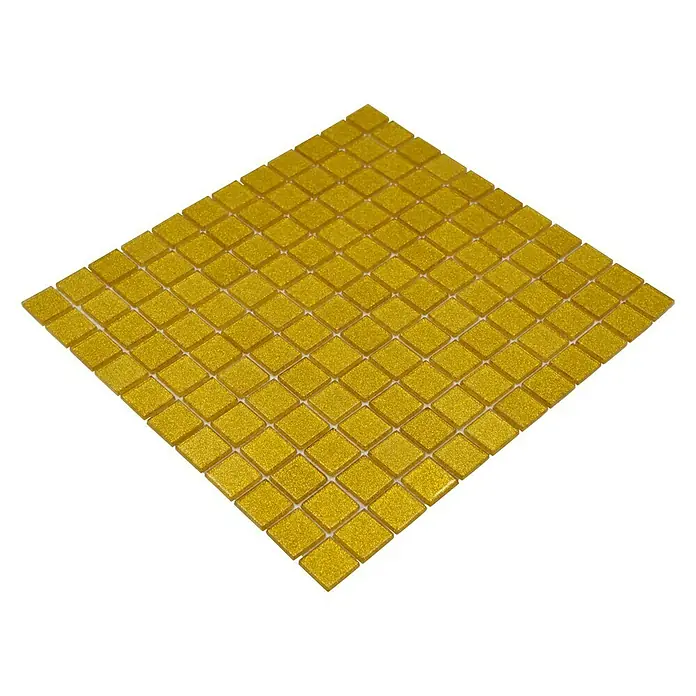 Mozaïektegel vierkant glas Uni CM 4GO5 - 32,7 x 30,2 cm, Goud, Glanzend - Diagonaal zicht