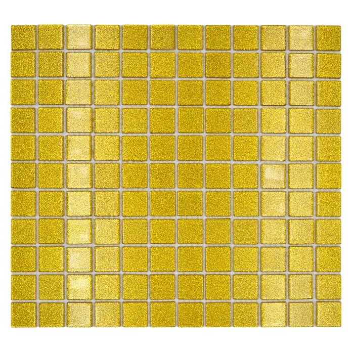 Mozaïektegel vierkant glas Uni CM 4GO5 - 32,7 x 30,2 cm, Goud, Glanzend - Top-down weergave