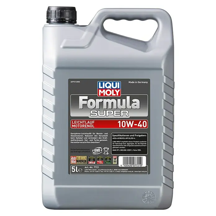 Liqui Moly Leichtlaufmotorenöl Formula Super 10W-40 - 10W-40, A3/B3, 5 l - Vorderansicht