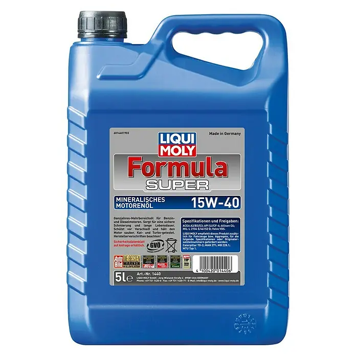 Liqui Moly Mehrbereichsöl Formula Super 15W-40 - 5 l, 15W-40 - Vorderansicht