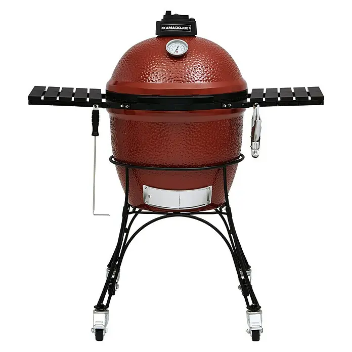 Kamado Joe Holzkohlegrill CLASSIC - Rot, Hauptgrillfläche: Ø 46 cm - Vorderansicht