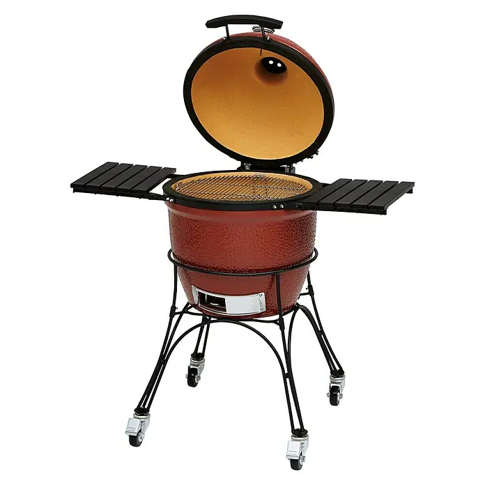 Kamado Joe Holzkohlegrill CLASSIC - Rot, Hauptgrillfläche: Ø 46 cm - Diagonale Ansicht