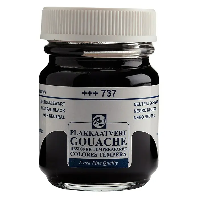 Talens Pintura gouache - Negro, 50 ml, Mate - Vista frontal