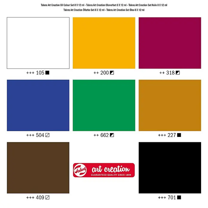 Talens Art Creation Set de pinturas al óleo - Multicolor, 8 ud. x 12 ml, Tubo