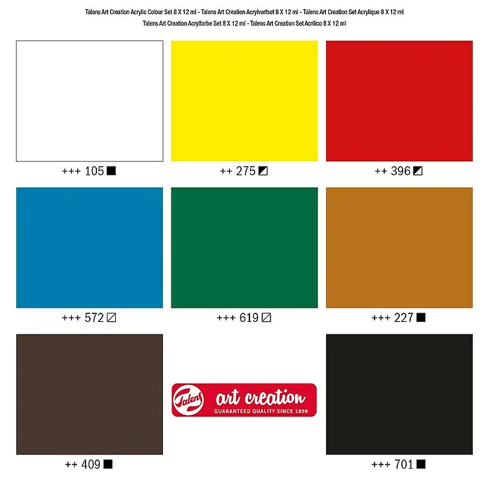 Talens Art Creation Set de pinturas acrílicas - Multicolor, 8 ud. x 12 ml, Tubo