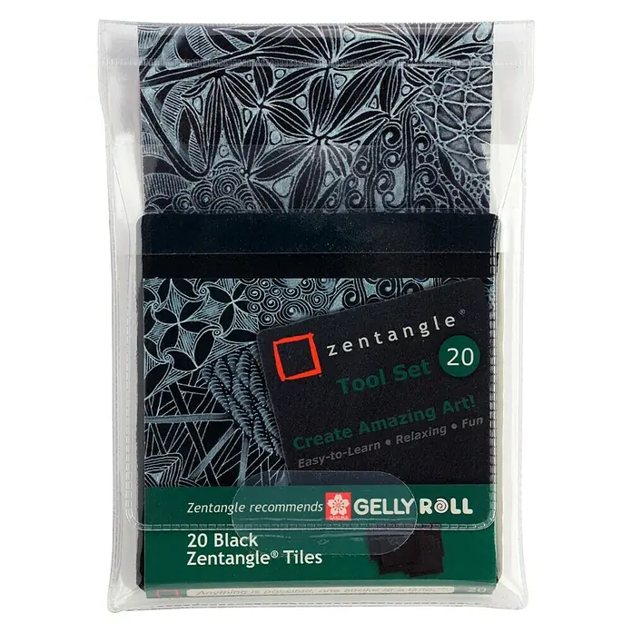 Talens Sakura Papel para manualidades Zentangle Tool - 20 ud., 8,9 x 8,9 cm, Negro - Vista frontal