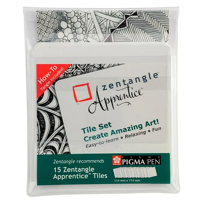 Talens Sakura Papel para manualidades Aprendiz Zentangle - 15 uds., 11,4 x 11,4 cm, Blanco - Vista frontal