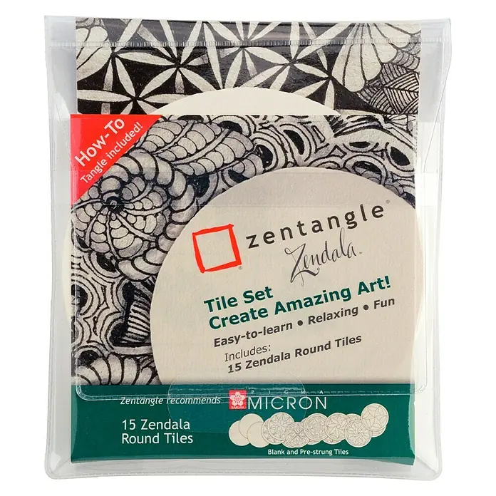 Talens Sakura Papel para manualidades Zentangle Zandala - 15 uds., Blanco - Vista frontal