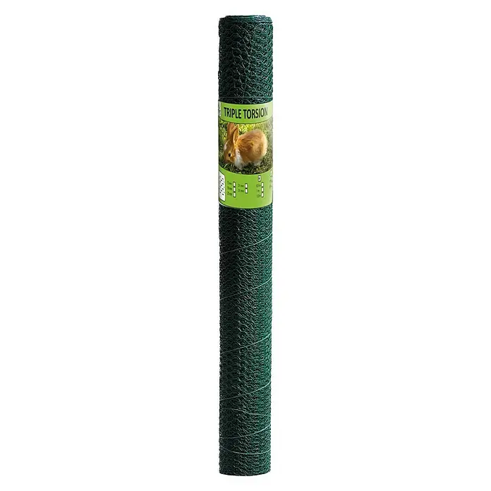 Malla metálica Triple Torsión - L x Al: 10 x 1 m, Alambre de acero, Verde, 19 mm - Vista frontal