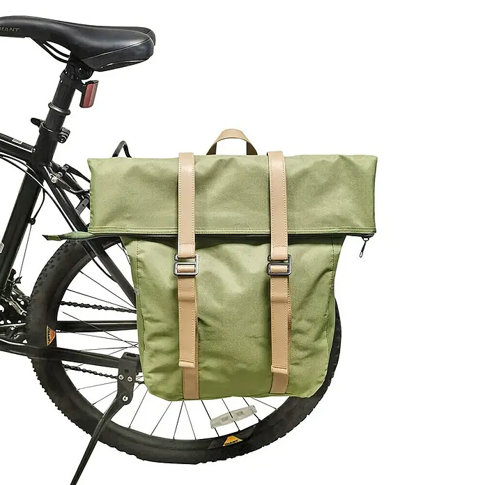 Gepäckträgertasche Retro - Volumen: 25 l, Grün, Tragegriff - Anwendungsbeispiel