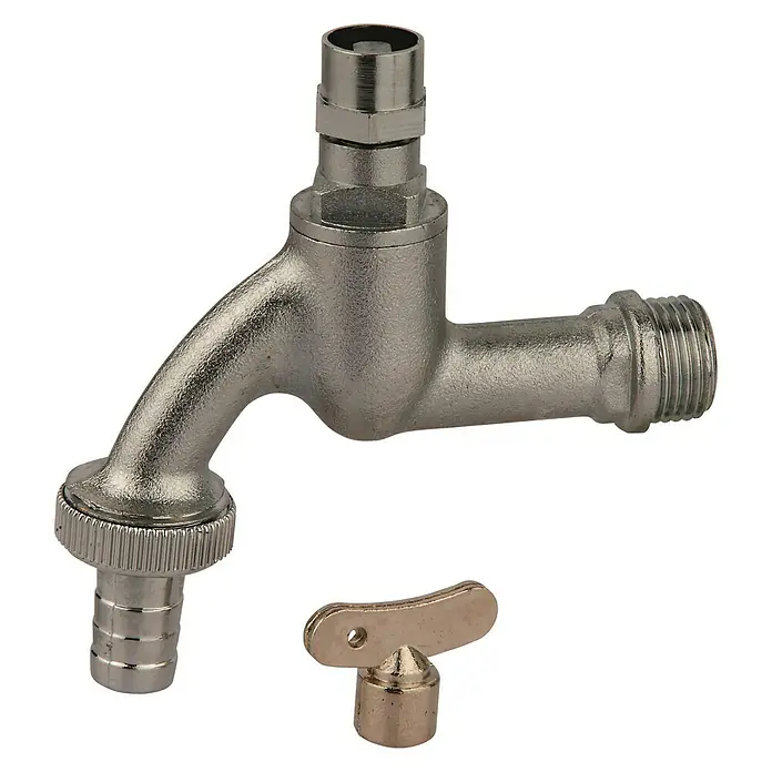 Auslaufventil - ½″, Steckschlüssel, Chrom, Matt - Linke Seitenansicht