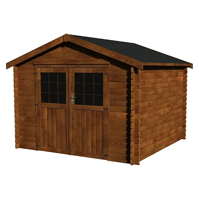 Décor et Jardin Caseta de madera Valodeal - L x An: 317 x 302 cm, Espesor de pared: 34 mm, Marrón - Vista frontal