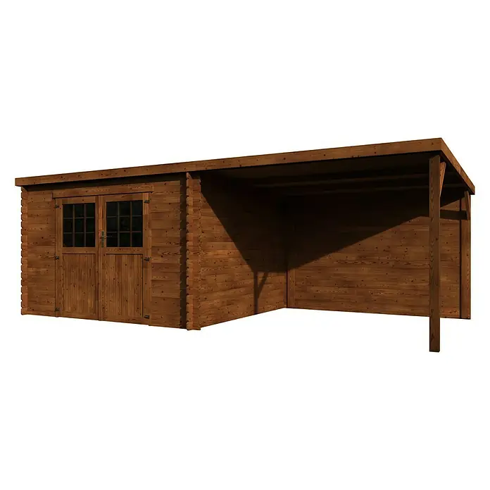 Décor et Jardin Caseta de madera Eden N1 - L x An: 610 x 301 cm, Espesor de pared: 28 mm, Marrón - Vista angular