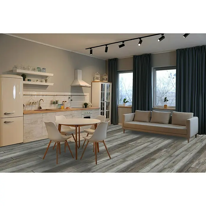 Suelo de vinilo SPC Granada Grey - 1.500 x 183 x 5,2 mm, Efecto madera - Foto ambiente