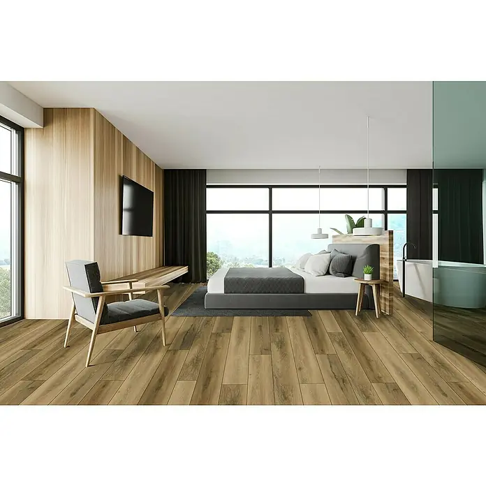Suelo de vinilo SPC Zurich Gold - 1.500 x 183 x 5,2 mm, Efecto madera - Foto ambiente