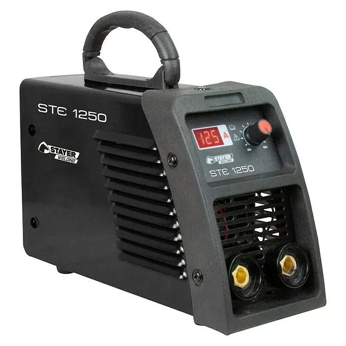 Stayer Equipo de soldadura Inverter STE 125 PRO - Corriente de soldadura: 120 A, Grosor de electrodo: 3,25 mm - Vista angular