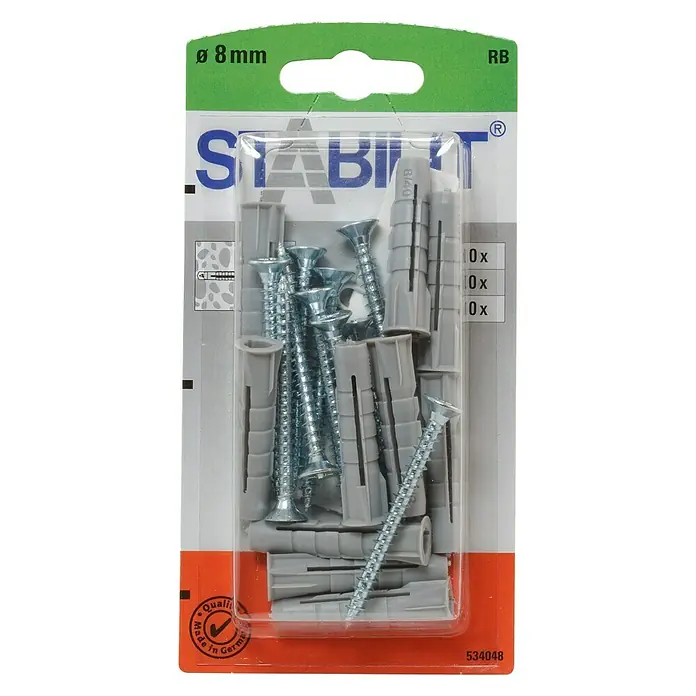 Stabilit Regalbefestigung - Durchmesser Dübel: 8 mm, Länge Dübel: 40 mm, 10 Stk. - Vorderansicht