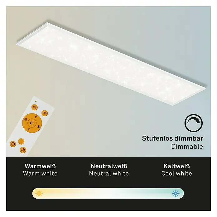 Briloner LED-Panel Sternendekor - 36 W, L x B x H: 119,5 x 29,5 x 6,5 cm, Weiß, Warmweiß - Vorderansicht