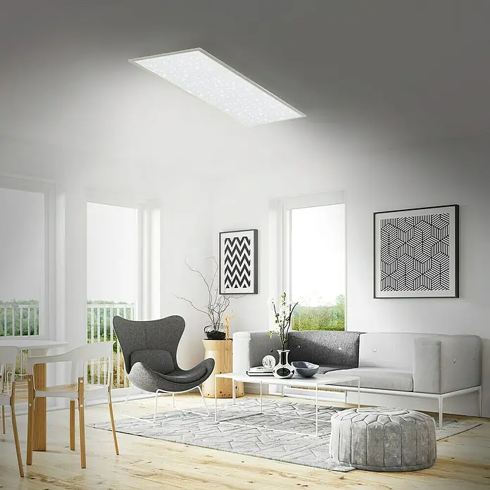 Briloner LED-Panel Sternendekor - 36 W, L x B x H: 119,5 x 29,5 x 6,5 cm, Weiß, Warmweiß - Stimmungsaufnahme