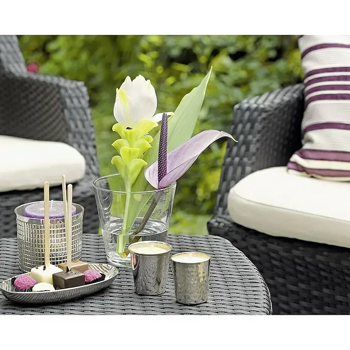 Sunfun Set lounge namještaja Passione - 3-dij., Crne boje, Bež boje - Živopisni prikaz