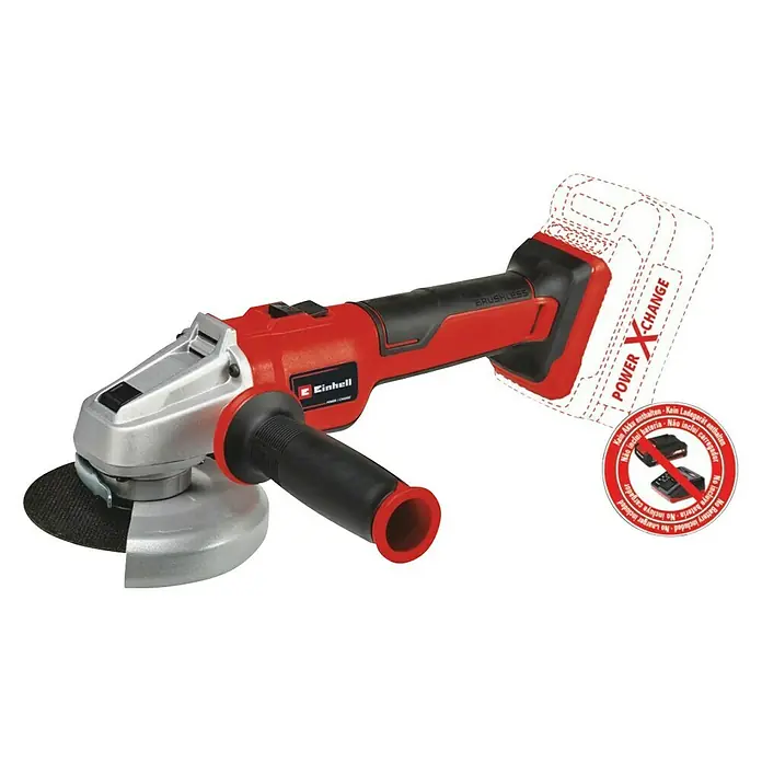 Einhell Power X-Change Akumulatorska kutna brusilica AXXIO 18/115 Q - 18 V, Bez akumulatora, Promjer rezne ploče: 115 mm, 8.500 okr/min - Dijagonalni pogled