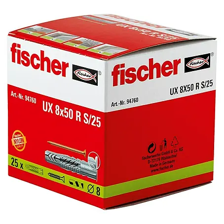 Fischer  Universaldübel UX 8x50 R S/25 mit Rand