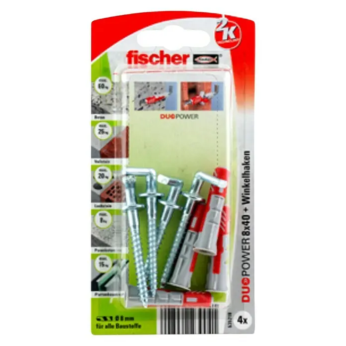 Fischer Duopower Dübel-Set - Länge Dübel: 40 mm, 4 Stk. - Vorderansicht
