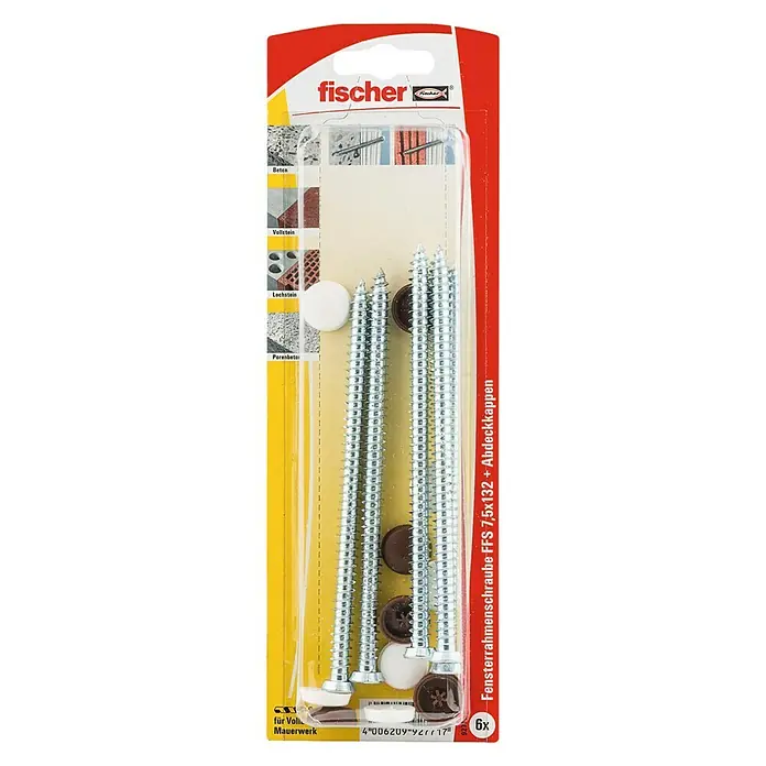 Fischer Fensterrahmenschraube FFS 7,5 x 132 T30 - Länge: 132 mm, 6 Stk. - Vorderansicht