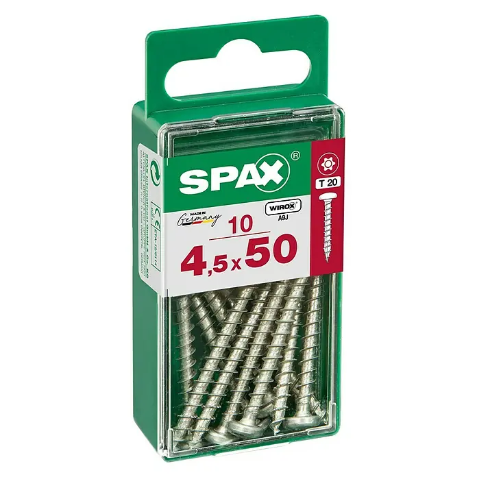 Spax Halbrundkopfschraube - 4,5 x 50 mm, Verzinkt, 10 Stk., TX für TORX-Antriebe - Vorderansicht