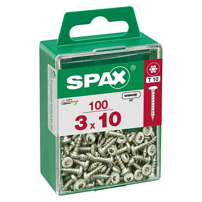 Spax Halbrundkopfschraube - 3 x 10 mm, Verzinkt, 100 Stk., TX für TORX-Antriebe - Vorderansicht