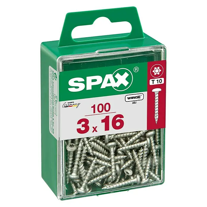 Spax Halbrundkopfschraube - 3 x 16 mm, Verzinkt, 100 Stk., TX für TORX-Antriebe - Vorderansicht