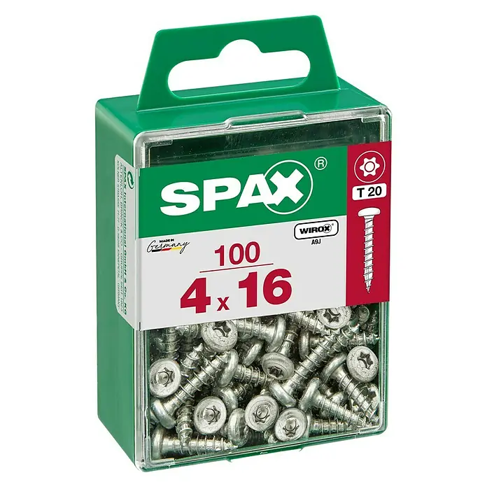 Spax Halbrundkopfschraube - 4 x 16 mm, Verzinkt, 100 Stk., TX für TORX-Antriebe - Vorderansicht