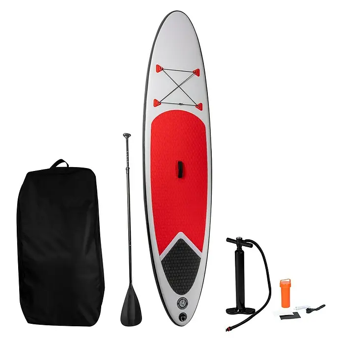 Paddle surf Hei Hei - L x An x Al: 305 x 71 x 10 cm, Carga útil: 100 kg, Hinchable, Negro/Rojo/Blanco - Vista frontal