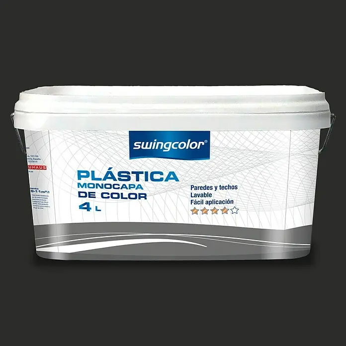 swingcolor Pintura para paredes - Negro, 4 l, Mate - Vista frontal