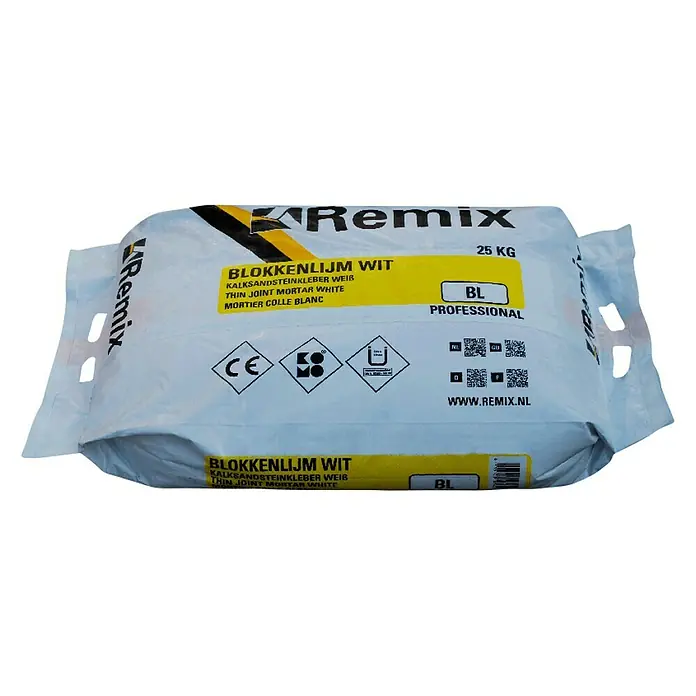 Remix Lijmmortel Blokkenlijm Wit Winter - 25 kg - Diagonaal zicht