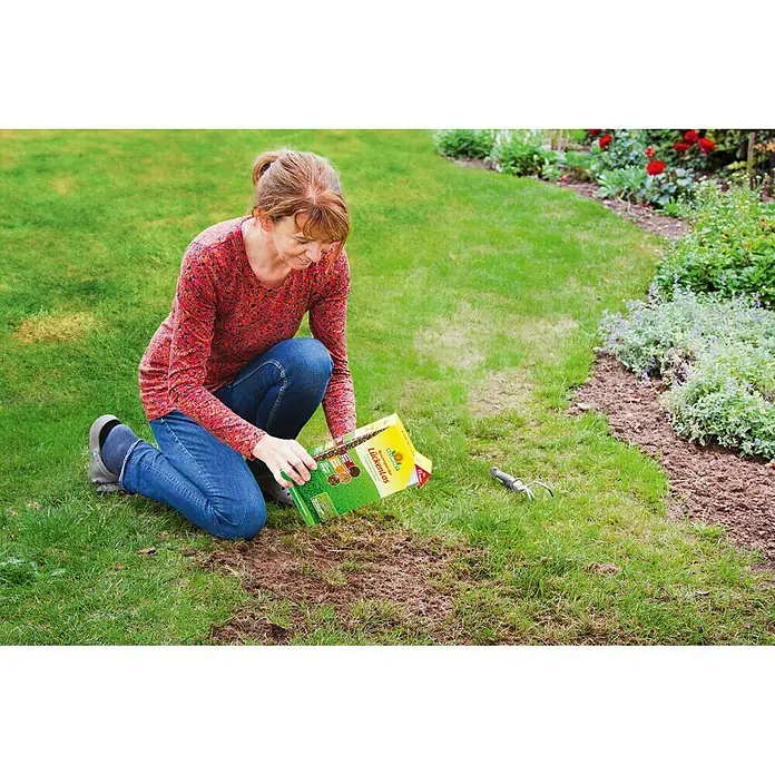 Neudorff Rasen-Reparatur LückenLos - 1,2 kg, 3 m² - Anwendungsbeispiel