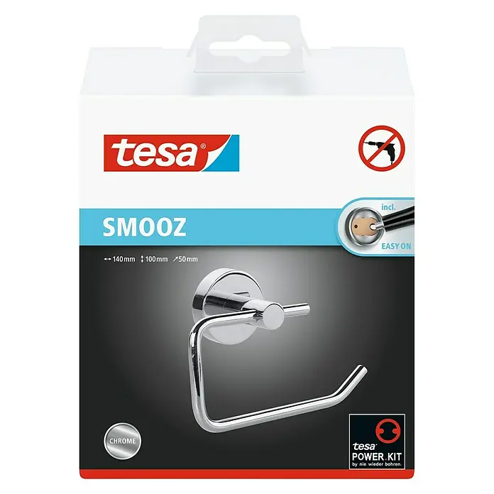 Tesa Smooz Toilettenpapierhalter - Ohne Deckel, Chrom, Glänzend - Vorderansicht