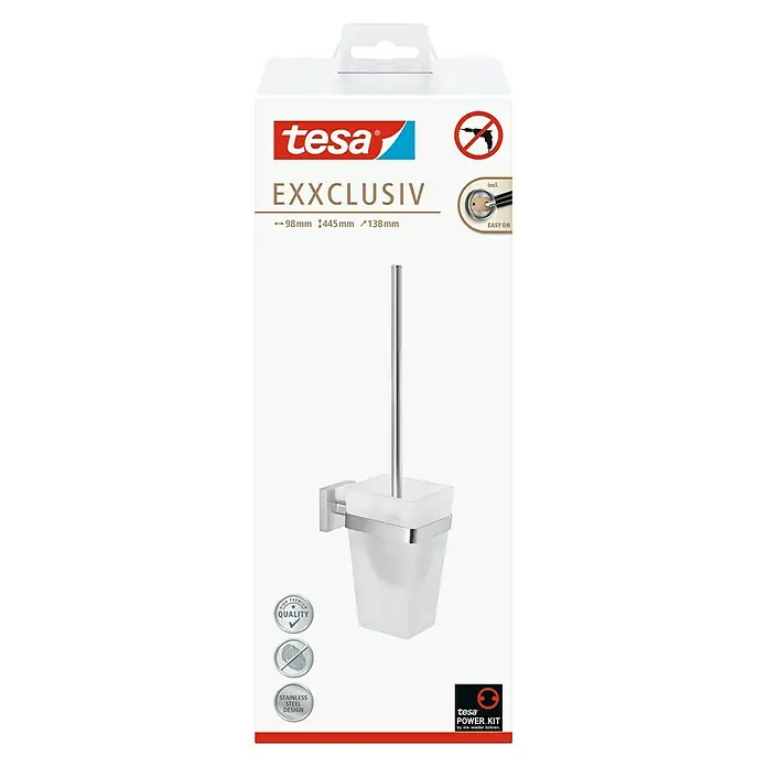 Tesa Exxclusiv WC-Bürstengarnitur - Mit Halterung, Satiniert/Chrom, Glänzend - Vorderansicht