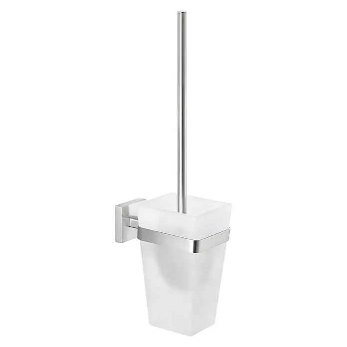 Tesa Exxclusiv WC-Bürstengarnitur - Mit Halterung, Satiniert/Chrom, Glänzend - Diagonale Ansicht