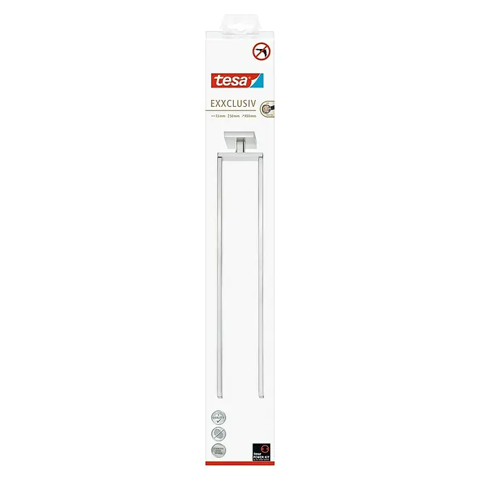 Tesa Exxclusiv Handtuchhalter Exxclusiv - 2-armig, Edelstahl, Glänzend - Vorderansicht