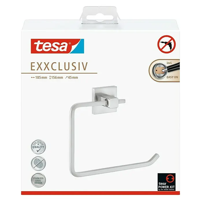 Tesa Exxclusiv Handtuchhalter Exxclusiv - Breite: 18,5 cm, Edelstahl, Verchromt - Vorderansicht