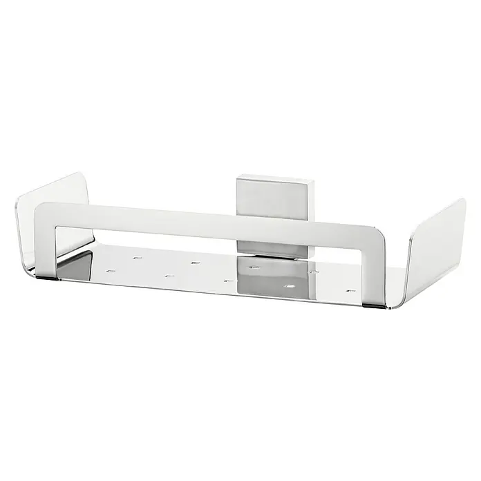 Tesa Exxclusiv Duschkorb - 5,5 x 26,5 x 12 cm, Edelstahl, Glänzend - Diagonale Ansicht