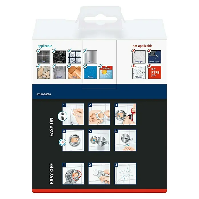 Tesa Hukk Toilettenpapierhalter - Mit Deckel, Chrom, Glänzend - Vorderansicht