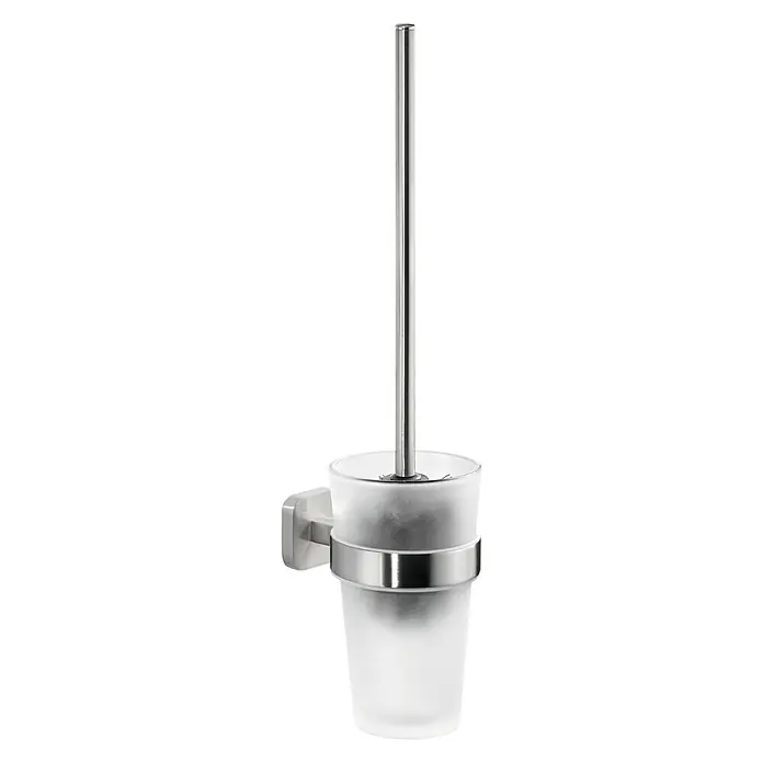 Tesa Esteetic WC-Bürstengarnitur - Mit Halterung, Glas, Verchromt - Diagonale Ansicht