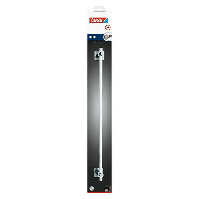 Tesa Hukk Badetuchstange - Breite: 70 cm, Chrom, Glänzend - Vorderansicht