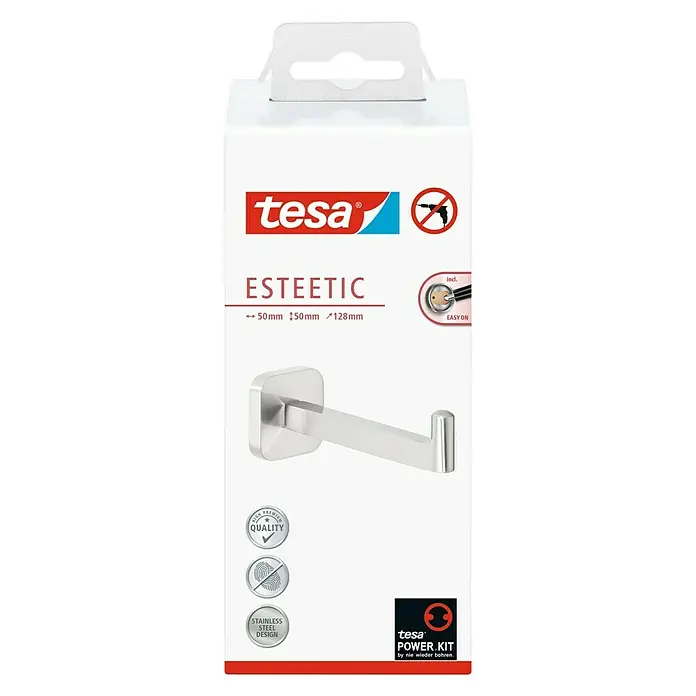 Tesa Esteetic Ersatzpapierrollenhalter - Edelstahl, Glänzend - Vorderansicht
