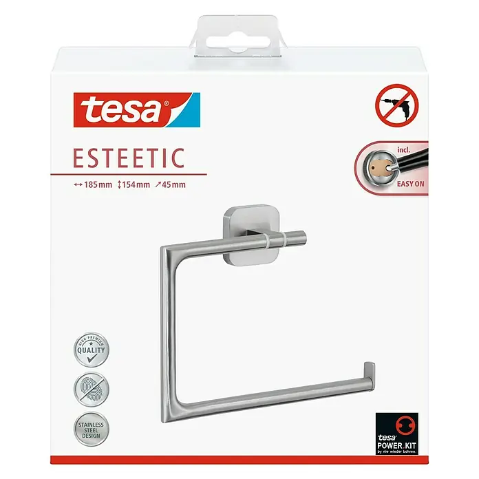 Tesa Esteetic Handtuchring - Edelstahl, Verchromt - Vorderansicht