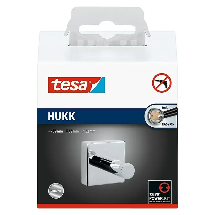 Tesa Hukk Handtuchhaken - Chrom, Glänzend - Vorderansicht