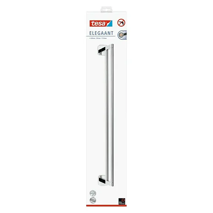 Tesa Elegaant Doppel-Badetuchhalter - Breite: 63 cm, Chrom, Glänzend - Vorderansicht