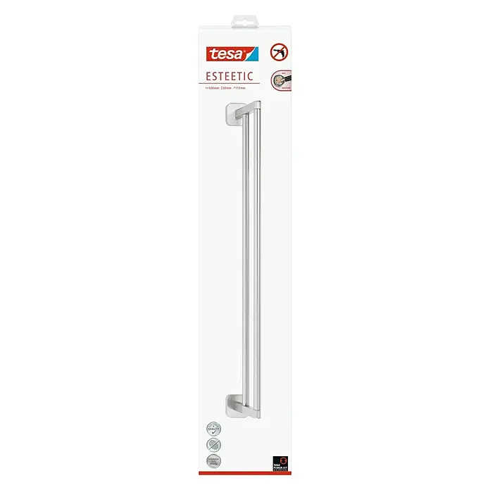 Tesa Esteetic Handtuchstange - 2-armig, Breite: 63 cm, Edelstahl, Glänzend - Vorderansicht